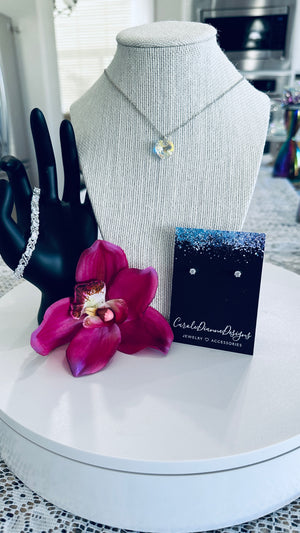 Swarovski Crystal Heart Necklace, Rhinestone Studs & Rhinestone Tennis Bracelet (Clearance)