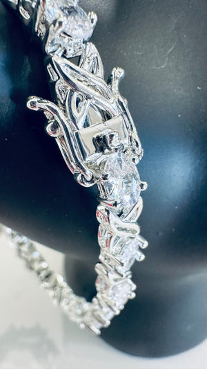 Swarovski Crystal Heart Necklace, Rhinestone Studs & Rhinestone Tennis Bracelet (Clearance)