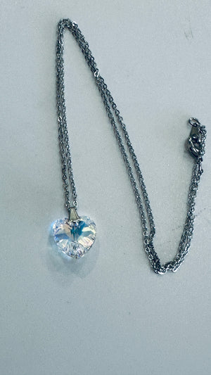 Swarovski Crystal Heart Necklace, Rhinestone Studs & Rhinestone Tennis Bracelet (Clearance)