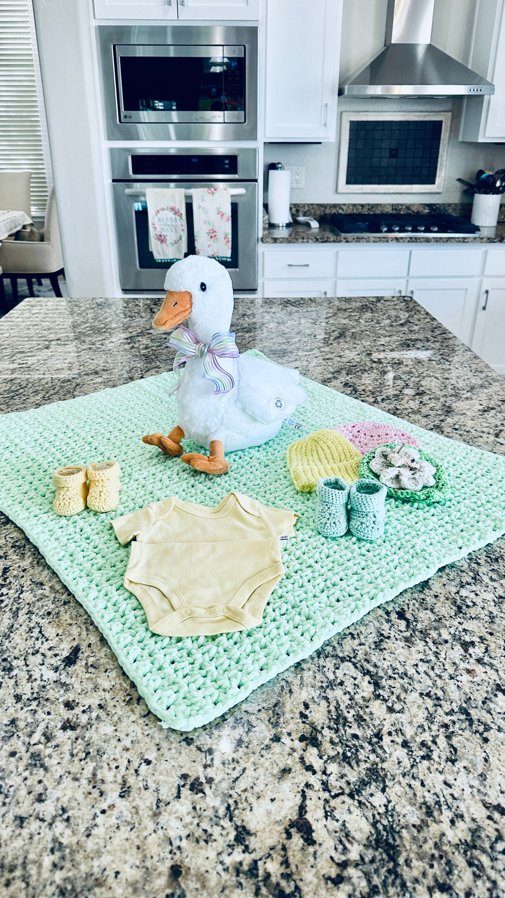 Mint Green "Soft as a Cloud" Baby Afghan Set