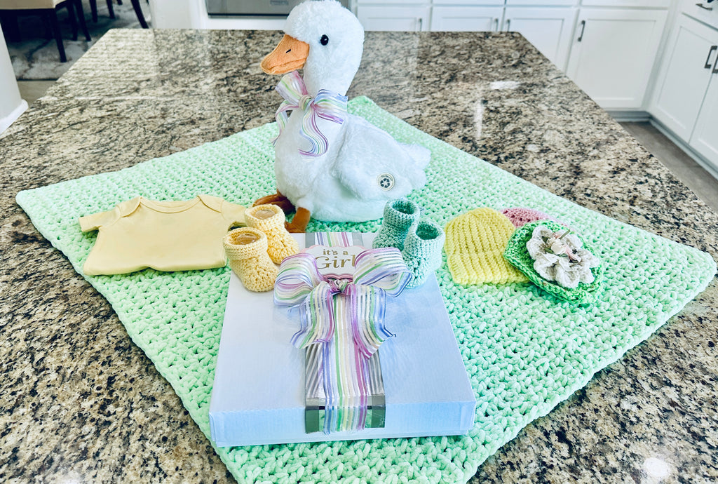 Mint Green "Soft as a Cloud" Baby Afghan Set