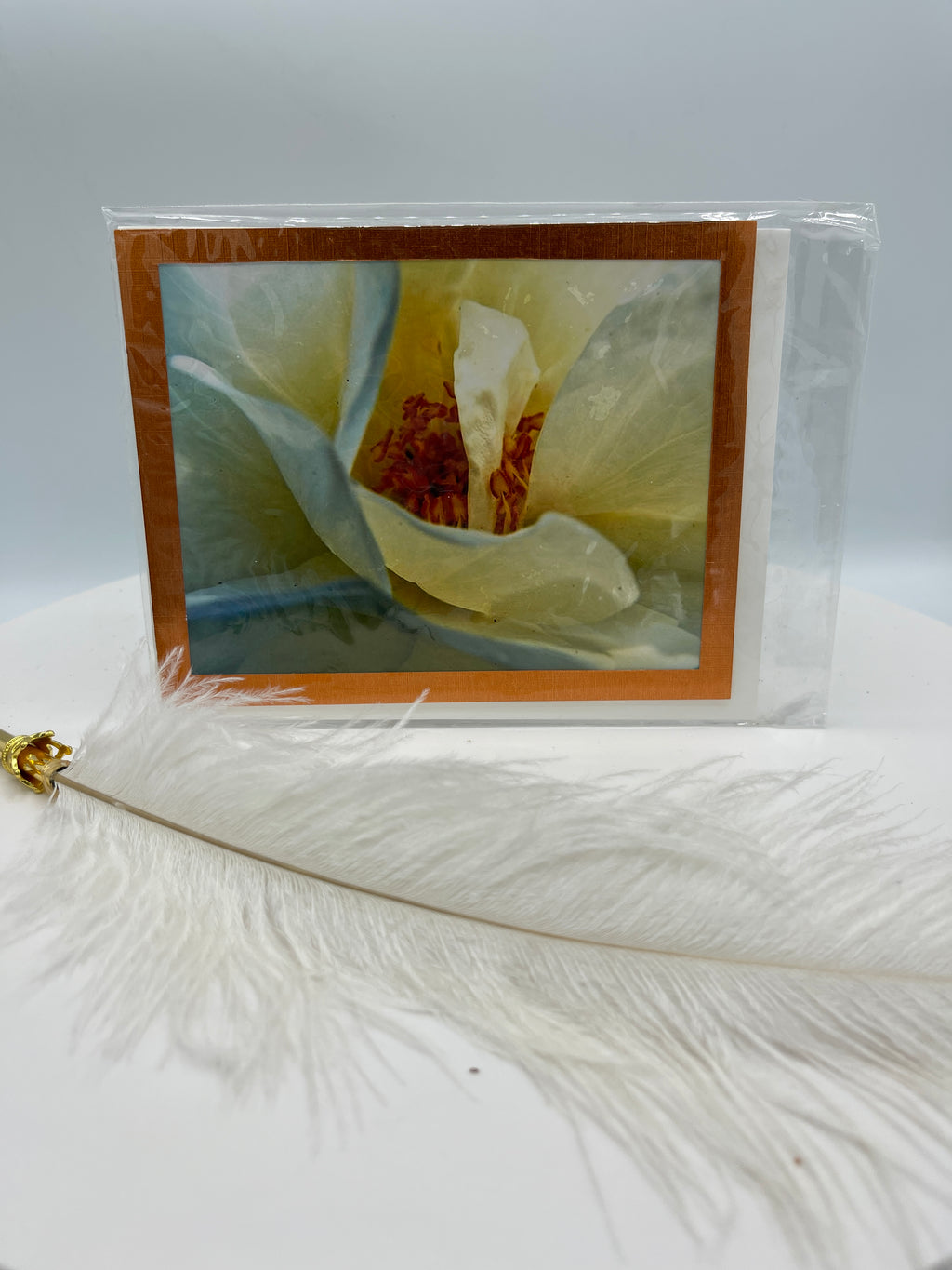 Orange Metallic Matted Flower Photo Card