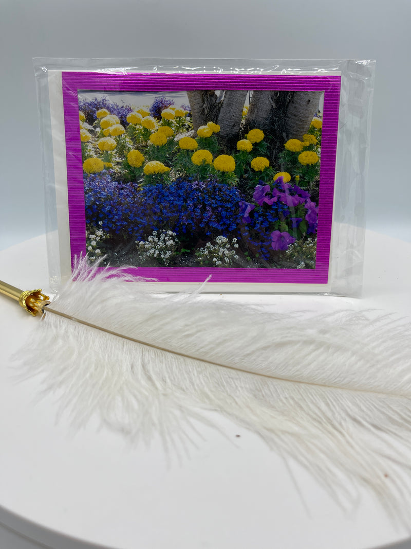 Hot Pink Matted Flower Photo Card
