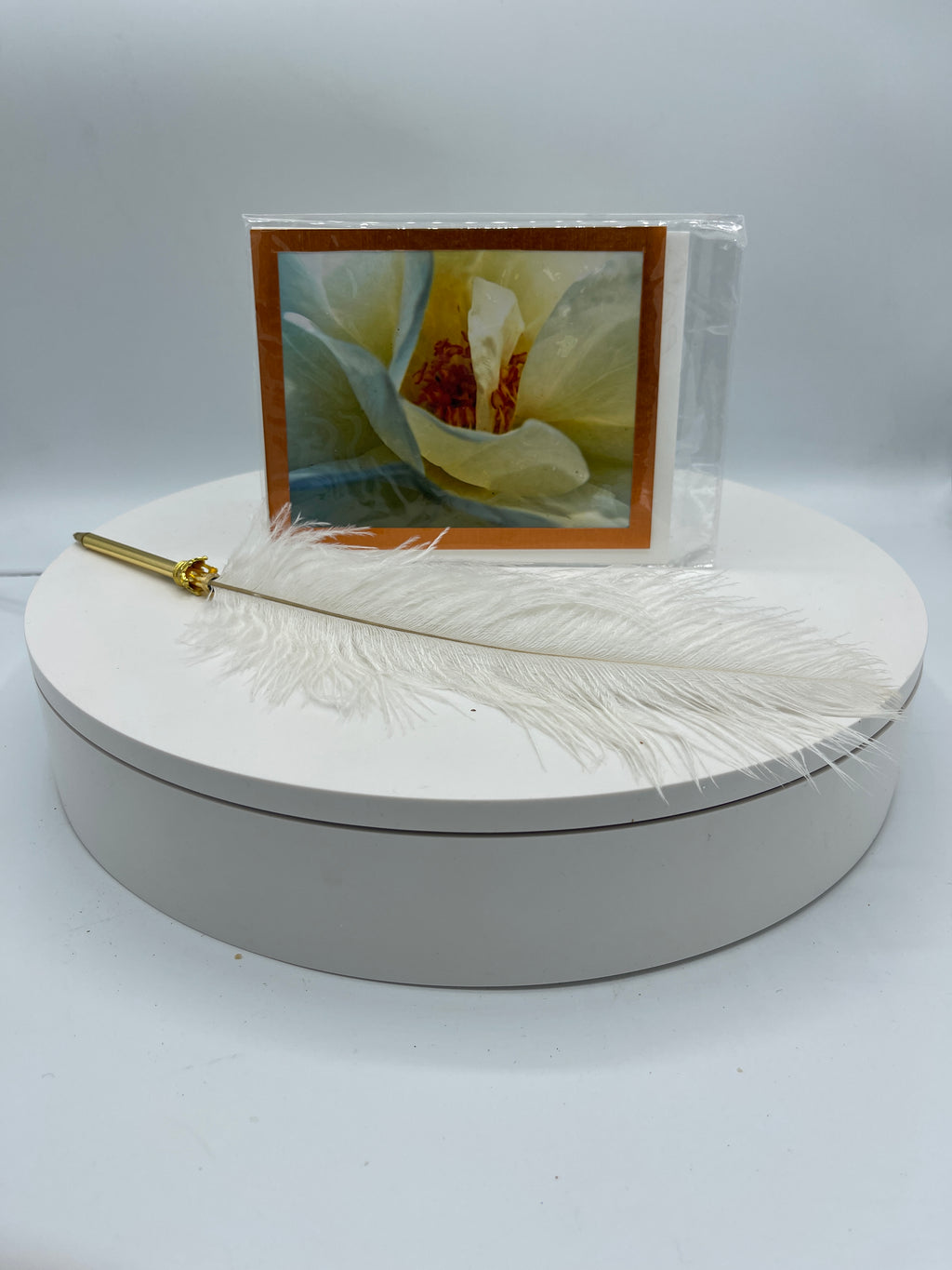 Orange Metallic Matted Flower Photo Card