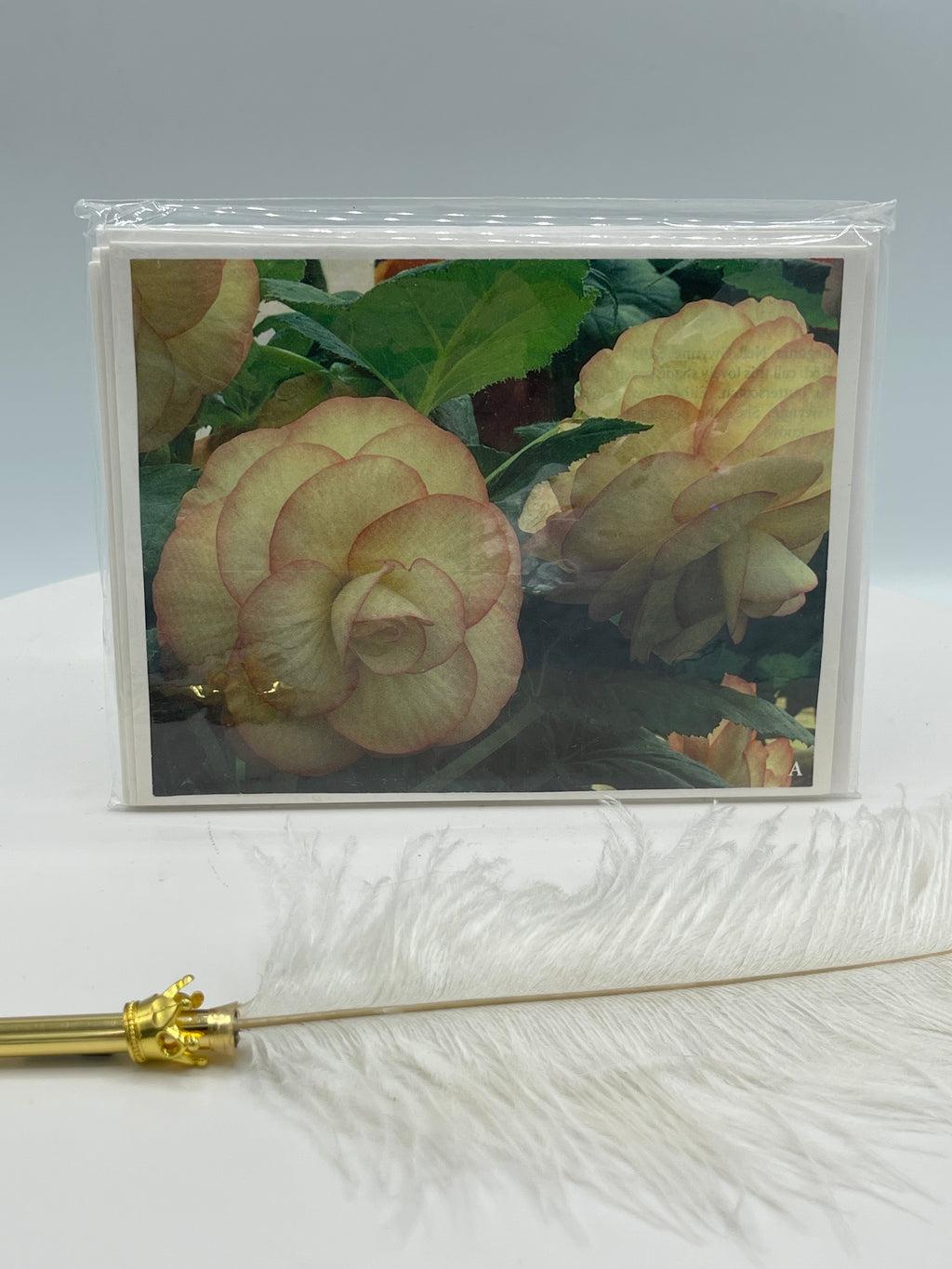 Set of 4 Notecards: Peach Roses & Other Varieties.