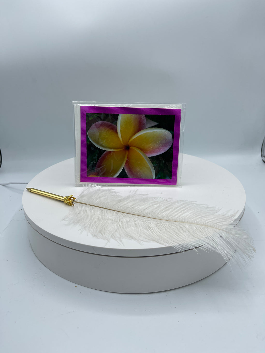 Metallic Pink Matted Plumeria Photo Card