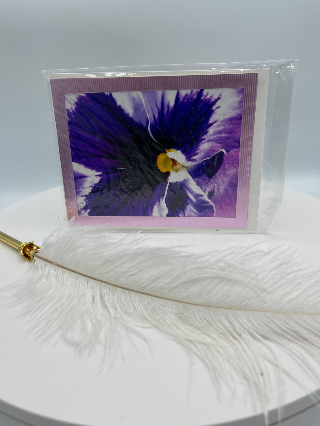 Lavender Metallic Matted Pansy Photo Card