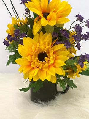 Sunflower Floral Arrangement w/Purple Floral Accents