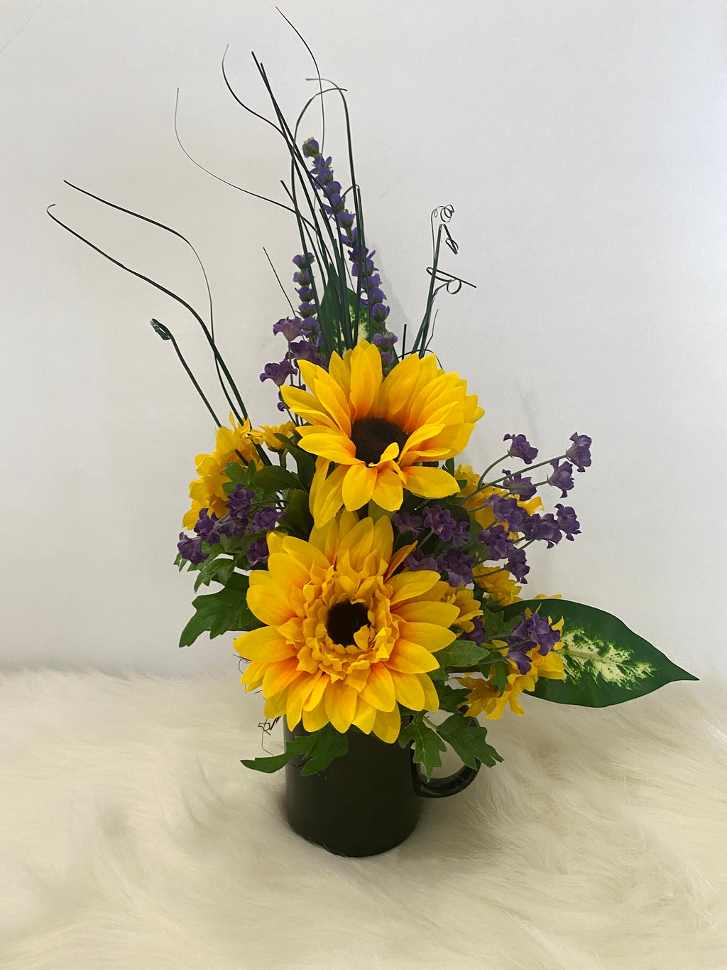 Sunflower Floral Arrangement w/Purple Floral Accents