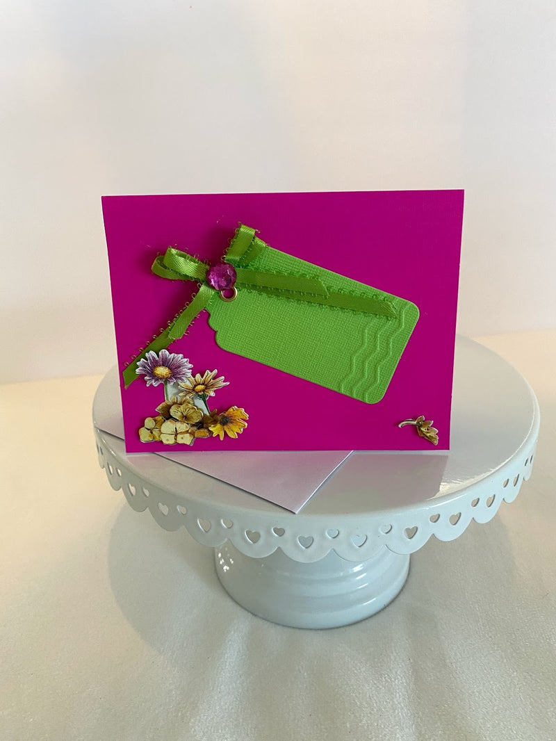 Hot Pink & Green Tag Card