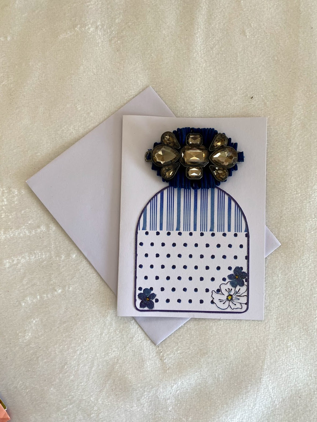 Blue Card with Jeweled Embellishment