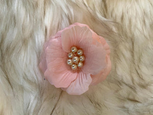 Handmade Pink Flower W/Pearl Center