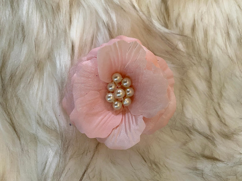 Handmade Pink Flower W/Pearl Center