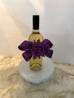 Purple Sparkly Ribbon Bow Embellishment