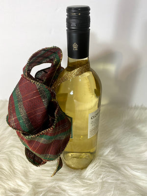 Maroon, Gold & Green Plaid Floral Bow