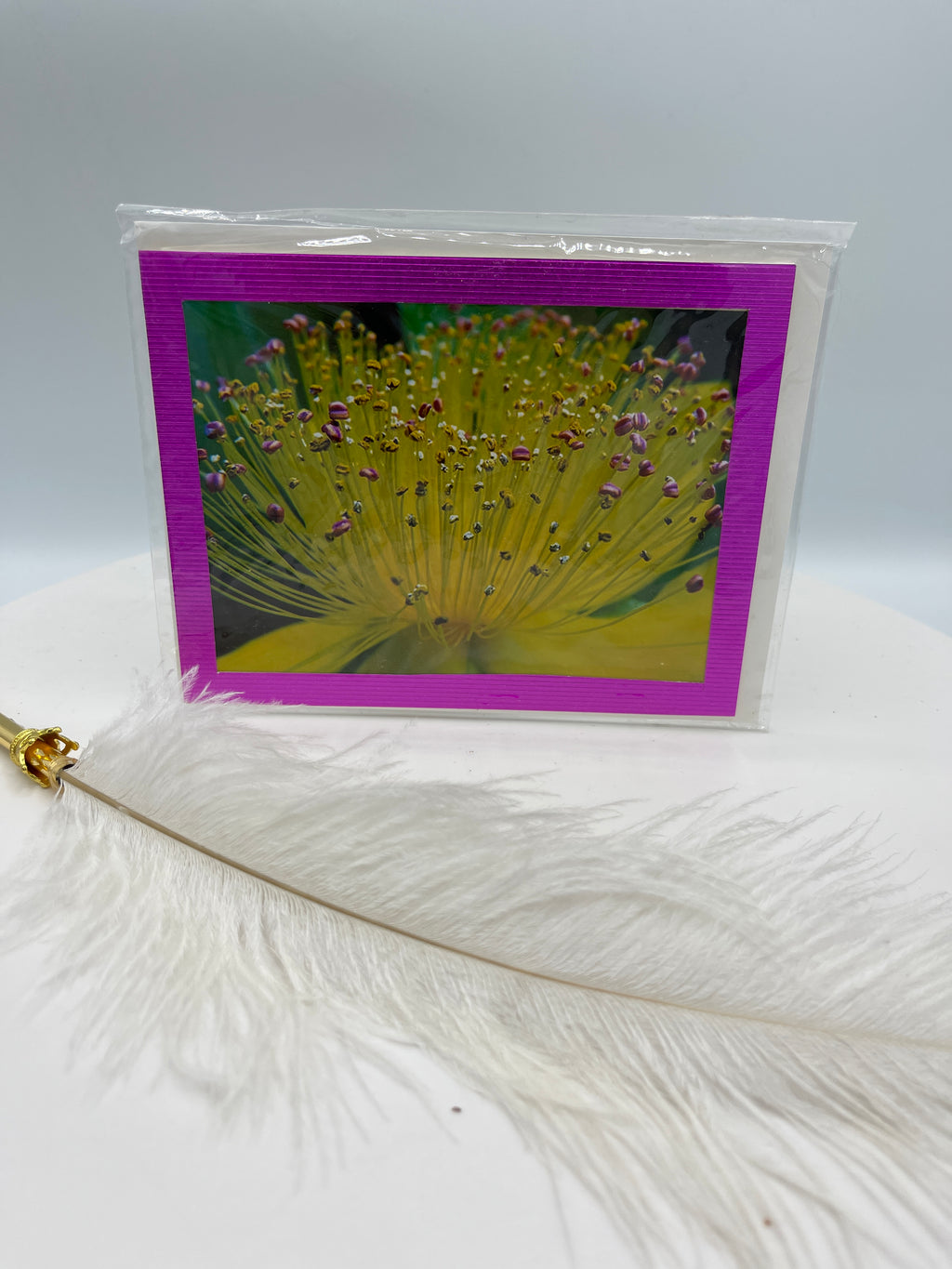 Hot Pink Metallic Matted Floral Photo Card