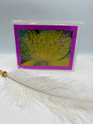 Hot Pink Metallic Matted Floral Photo Card