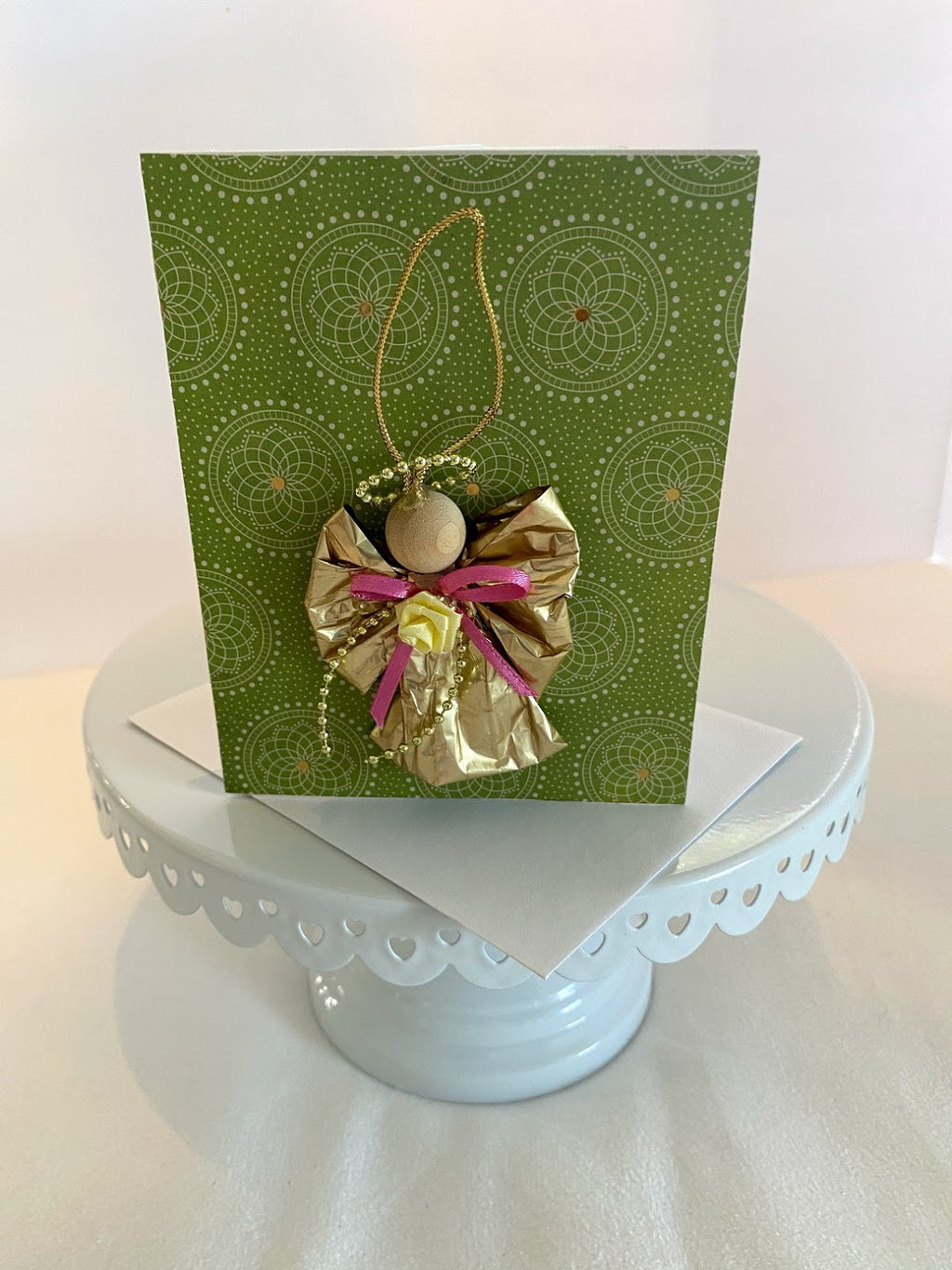 Green Angel Ornament Card