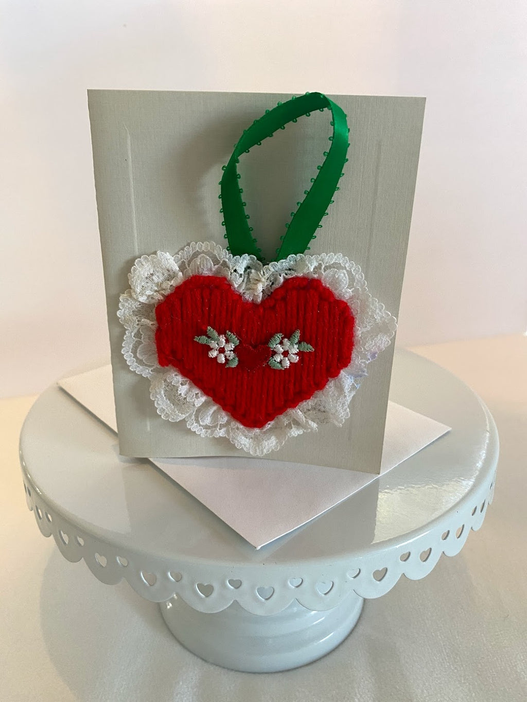 Needlepoint Heart Ornament Card