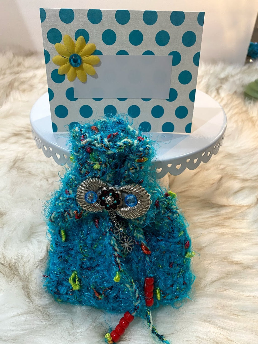 Small Turquoise Gift Bag W/Embellishment