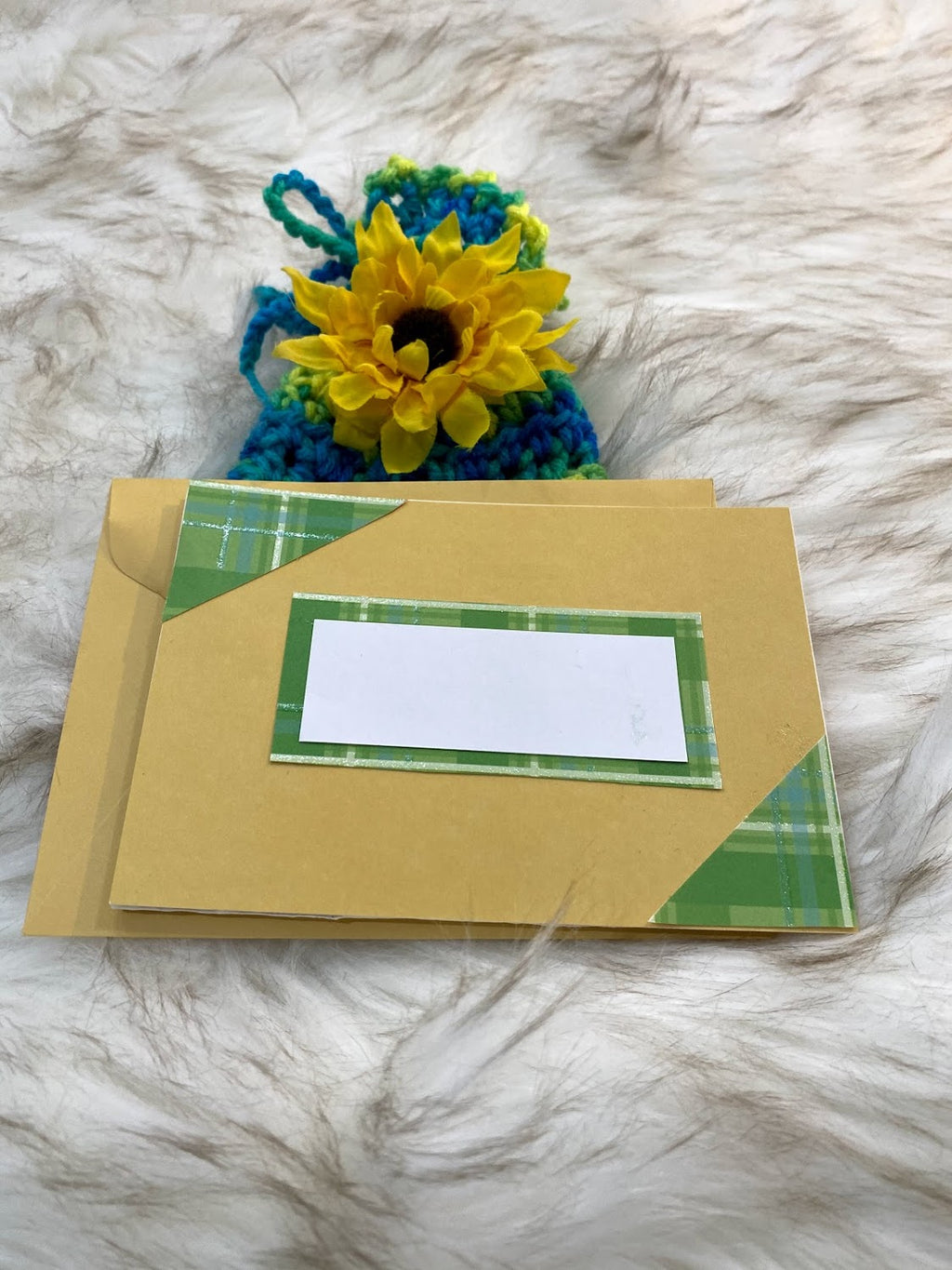Small Turquoise Gift Bag W/Sunflower Embellishment