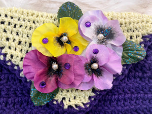 Purple & Yellow Gift Bag W/Pansy Embellishment