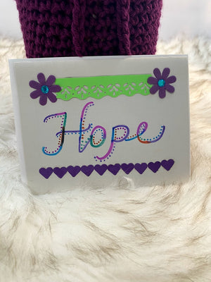 Purple Container Gift Bag W/Detachable Yellow Flower Embellishment