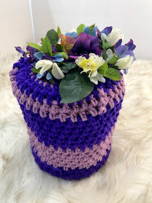 Purple & Lavender Container Gift Bag w/Large Floral Embellishment