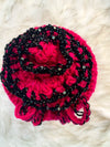Hot Pink & Black Metallic Container Gift Bag W/Rosette Embellishment