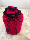 Hot Pink & Black Metallic Container Gift Bag W/Rosette Embellishment