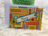 Lime Green Container Gift Bag W/Red Nylon & Yarn Embellishment
