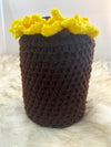 Brown Gift Container W/Large Sunflower Embellishment W/Gold Rhinestones
