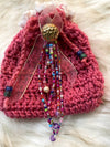 Small Pink Gift Bag W/Beaded Embellishment