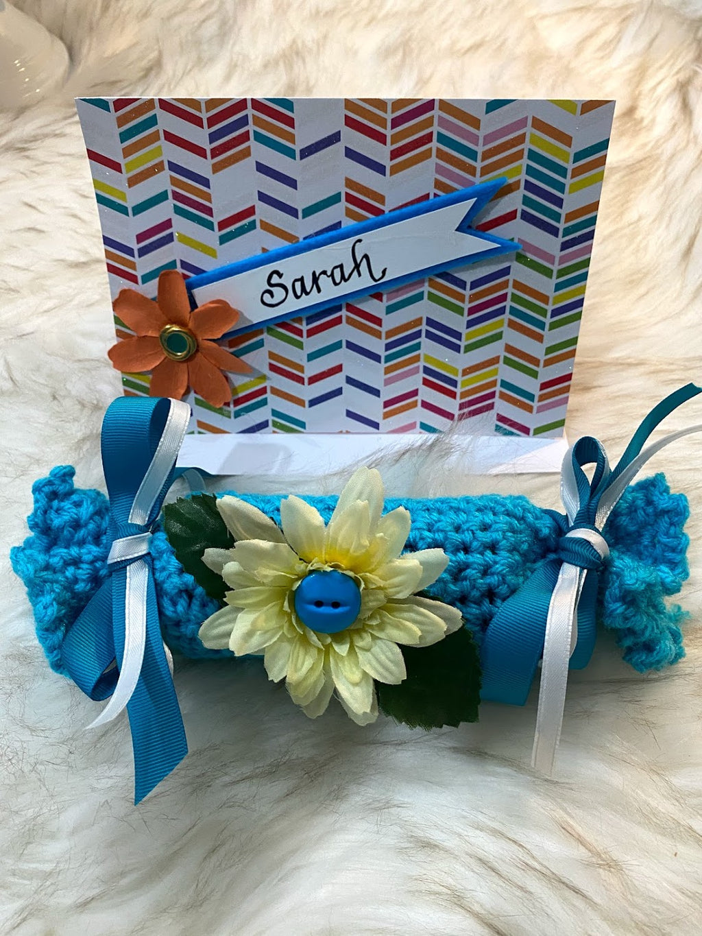 Turquoise Tube Gift Package W/Yellow Sunflower