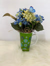 Tall Green Floral Arrangement w/Blue & Gold Accents...