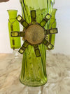 Three Piece Green Glassware Vase Set