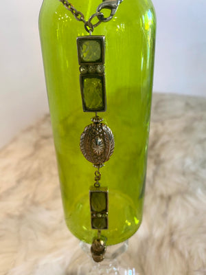 Three Piece Green Glassware Vase Set