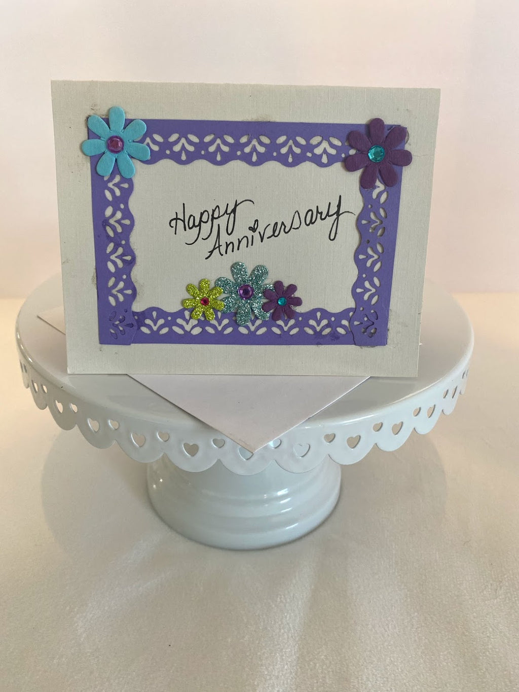 Purple Lace Happy Anniversary Card