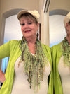Multi-Colored Green Textured Designer Infinity Scarf
