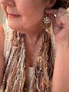Multi-Colored Beige, Brown & White Ribbon Yarn Turkish Infinity Scarf