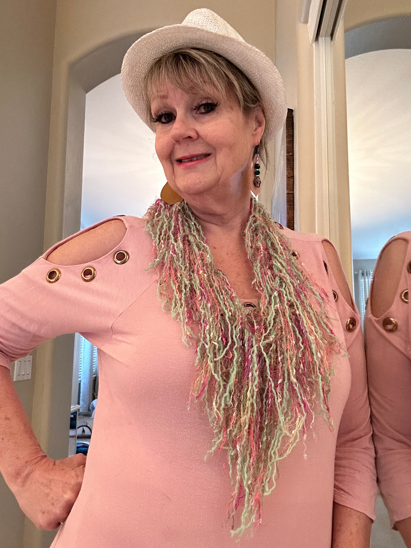 Mint Green & Pink Designer Infinity Scarf