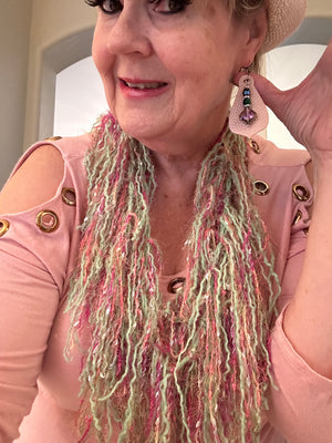 Mint Green & Pink Designer Infinity Scarf