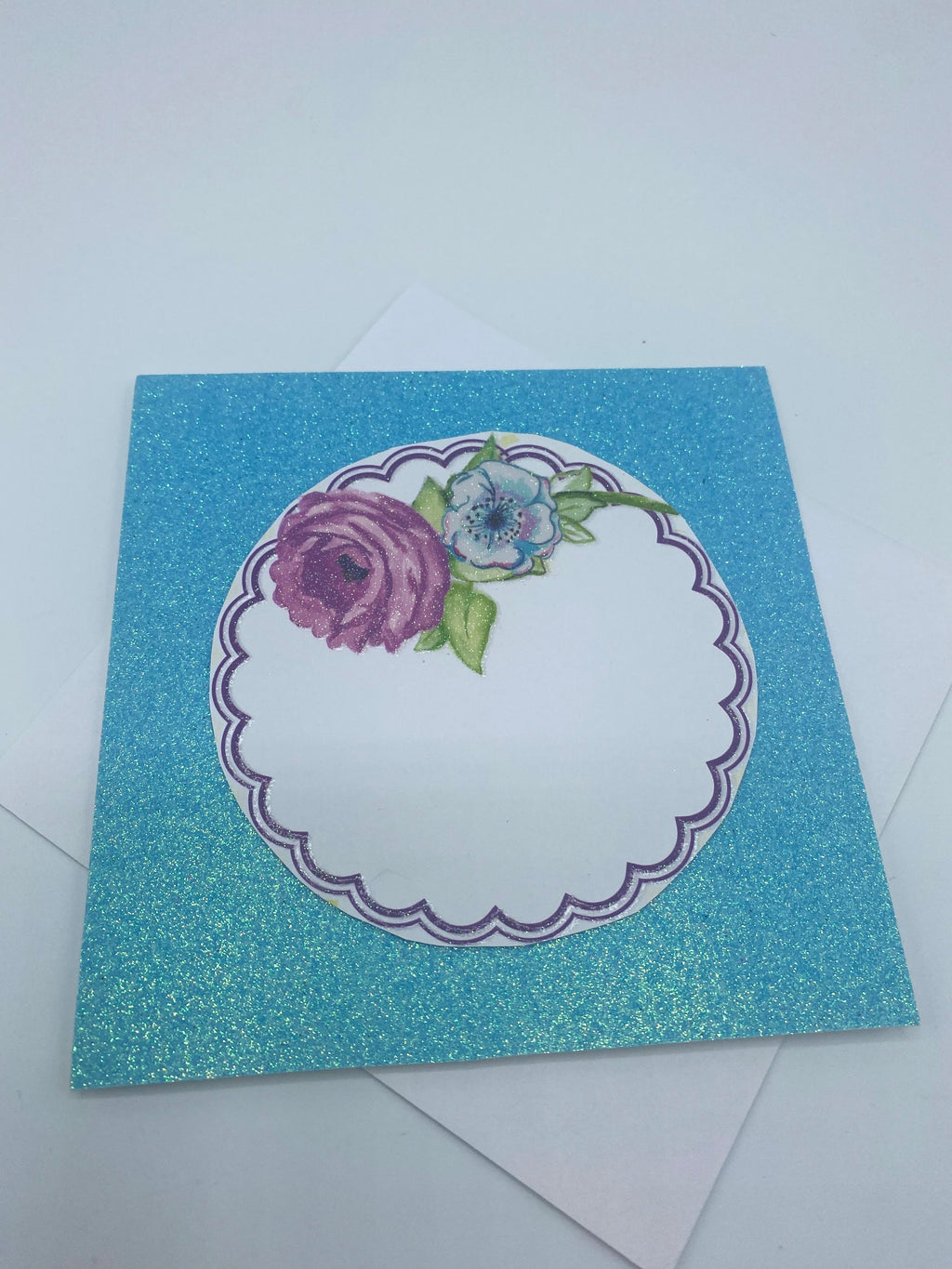 Customizable Agua Blue Glitter Card
