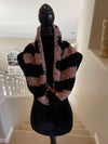 Black & Beige Velvet Infinity Scarf