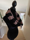 Black & Beige Velvet Infinity Scarf