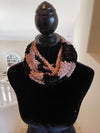 Black & Beige Velvet Infinity Scarf
