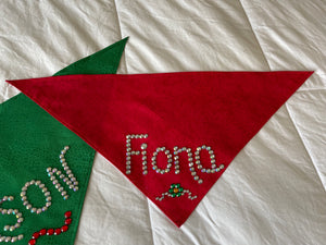 Customized Red & Green Christmas Dog Scarves