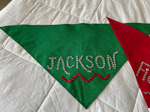 Customized Red & Green Christmas Dog Scarves