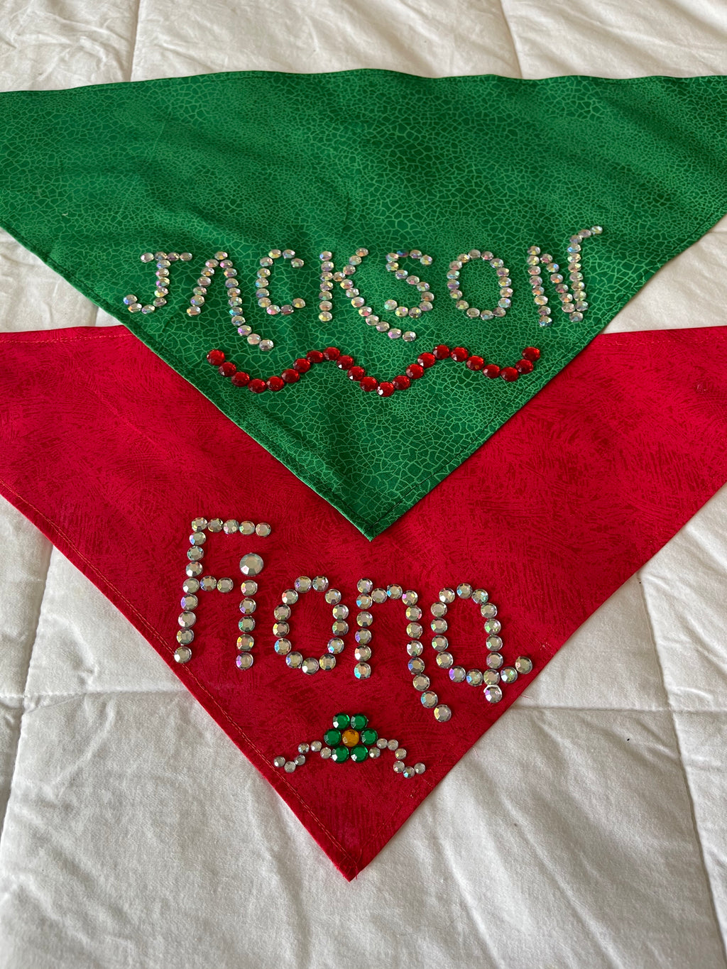 Customized Red & Green Christmas Dog Scarves
