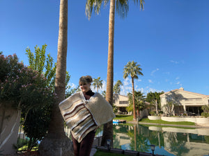 Multi-Colored Beige, White & Brown Poncho